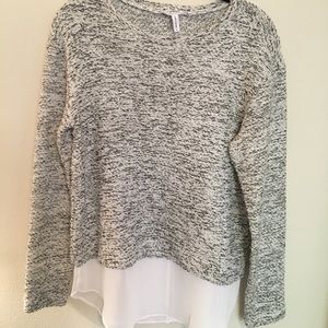 BCBG Knit Sweater with Chiffon Hemline